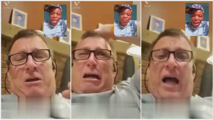 White man cries bitterly after being scammed by Yahoo boy