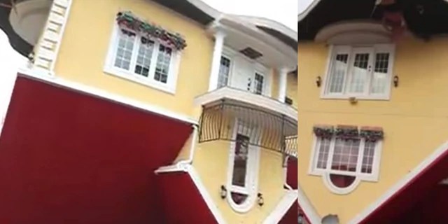 Man builds house upside down; toilet, kitchen and everything inside is overturned (video)