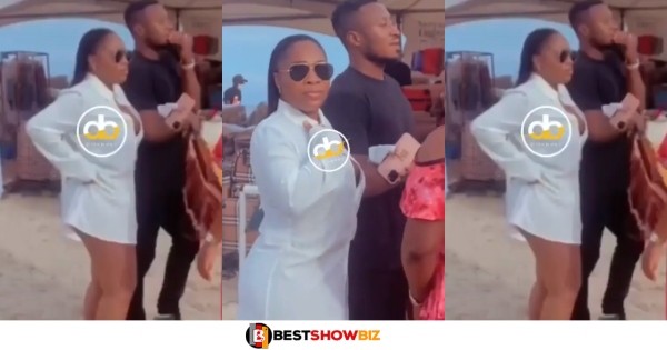 Repented Moesha spotted wearing a short skirt showing all her cleavage (watch video)