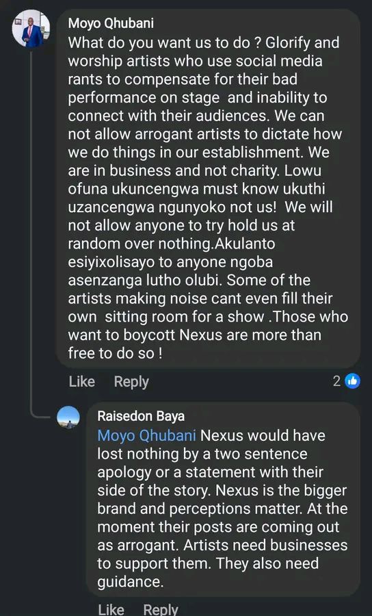 Qhubani Moyo Refuses to Back Down in Nexus Nightclub Controversy